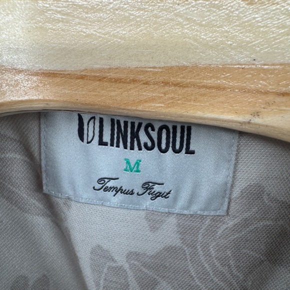 Linksoul Golf Polo Shirt Mens Size Medium Floral Print Short Sleeve Button Up - Picture 6 of 11